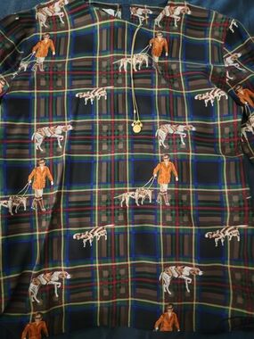 Linda Hutton  Hunting Print Silk Blouse